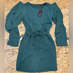 19 Cooper Dark Green Dress Long Sleeve Ruffle Women’s Size Small